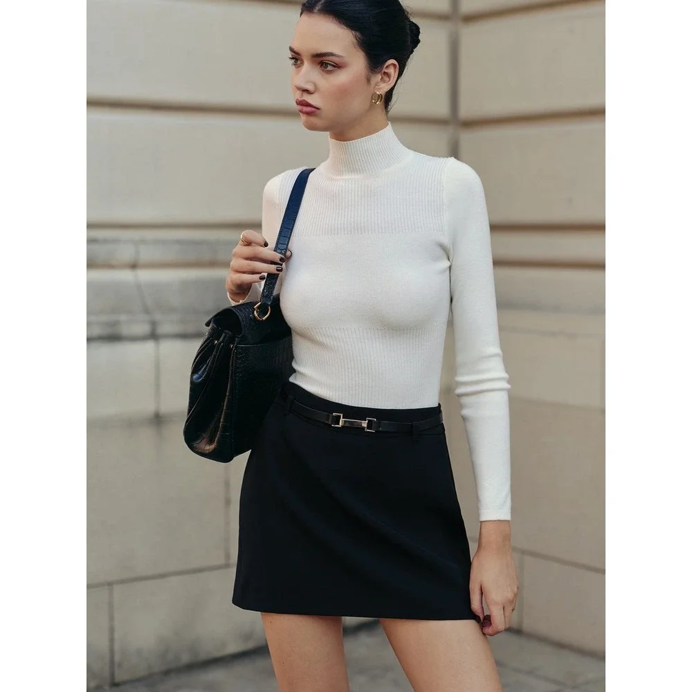 Commense Melt Belted Mini‎ Skirt Black size XS